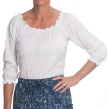 Fresco by Nomadic Traders Monsoon Peasant Smock Shirt - 3/4 Sleeve (For Women) in White - Closeouts