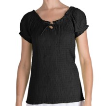 Fresco by Nomadic Traders Smocked Gianna Shirt - Short Sleeve (For Women) in Black - Closeouts