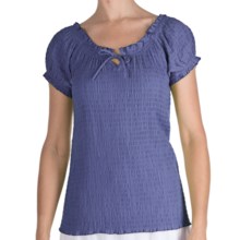 Fresco by Nomadic Traders Smocked Gianna Shirt - Short Sleeve (For Women) in Cornflower - Closeouts
