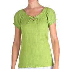 Fresco by Nomadic Traders Smocked Gianna Shirt - Short Sleeve (For Women) in Midori - Closeouts