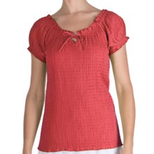 Fresco by Nomadic Traders Smocked Gianna Shirt - Short Sleeve (For Women) in Tearose - Closeouts