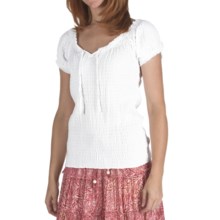 Fresco by Nomadic Traders Smocked Gianna Shirt - Short Sleeve (For Women) in White - Closeouts
