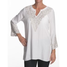 Fresco by Nomadic Traders Sophia Tunic Shirt - Long Sleeve (For Women) in White/Taupe - Closeouts