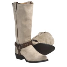 Frye Billy Braided Harness Cowboy Boots - Leather (For Women) in Grey - Closeouts