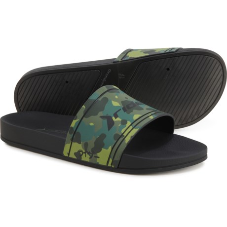 RIDER Full Camo Slide Sandals (For Men) - BLACK/GREEN (9 )