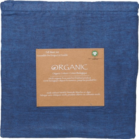 Organic Full Cotton Softened Chambray Sheet Set - INSIGNIA BLUE ( )