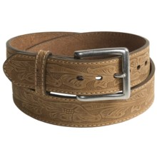G Bar D Texas Rose Embossed Belt - Leather (For Men) in Crazy Horse Brown - Closeouts
