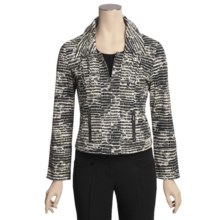 Gabriella Molinari Printed Jacket - Stretch Cotton, Zip Front (For Women) in Natural/Navy - Closeouts