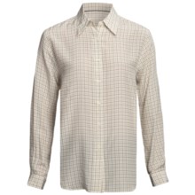 Gabriella Molinari Silk Tattersall Shirt - Long Sleeve (For Women) in Tan/Beige - Closeouts