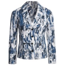 Gabriella Molinari Watercolor Print Jacket (For Women) in White/Navy - Closeouts