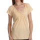 Gathered Lace-Trim Cotton Shirt - Short Sleeve (For Women)