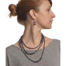 Gemstar 62" Endless Necklace and Drop Earrings Set - Mixed Freshwater Pearls in Peacock Fwp - Closeouts