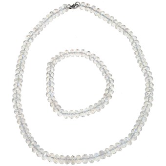 Gemstar Czech Crystal Rondelle Necklace - Matching Bracelet in Clear