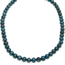 Gemstar Dyed Freshwater Pearl Necklace - 18" in Teal Blue - Closeouts