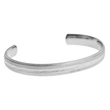 Gemstar Engraved Cuff Bracelet - Stainless Steel in Silver - Closeouts