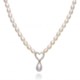 Gemstar Freshwater Pearl and CZ Heart Necklace - 18"