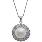 Gemstar Freshwater Pearl and CZ Necklace - 18”