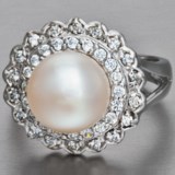 Gemstar Freshwater Pearl and CZ Ring