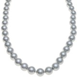Gemstar Silver-Grey Shell Pearl Necklace - CZ Clasp