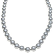 Gemstar Silver-Grey Shell Pearl Necklace - CZ Clasp in Grey - Closeouts