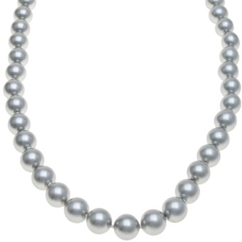 Gemstar Silver-Grey Shell Pearl Necklace - CZ Clasp in Grey