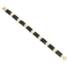 Gemstar Tabular Bracelet - Jade, Sterling Silver in Gold Plated/Charcoal Jade - Closeouts