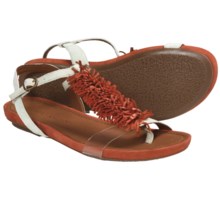 Gentle Souls Bless Summer Fringed T-Strap Sandals (For Women) in Red Multi - Closeouts