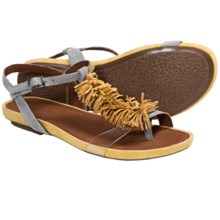 Gentle Souls Bless Summer Fringed T-Strap Sandals (For Women) in Yellow Multi - Closeouts