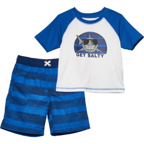 iXtreme Get Salty Rash Guard and Trunks Set - Short Sleeve (For Toddler Boys) - ROYAL (4T )