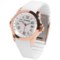 GF Ferre Watch - Rubber Strap, Three O’Clock Date Window (For Women) in White/Rose Gold/White