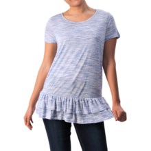 G.H. Bass & Co. Space-Dyed Peplum Tunic Shirt - Short Sleeve (For Women) in Black Combo - Closeouts