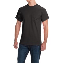 Gildan Cotton T-Shirt - Front Pocket, Short Sleeve (For Men and Women) in Black - 2nds