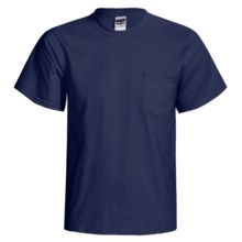 Gildan Cotton T-Shirt - Front Pocket, Short Sleeve (For Men and Women) in Navy - 2nds