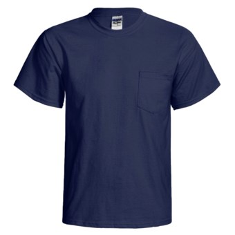 Gildan Cotton T-Shirt - Front Pocket, Short Sleeve (For Men and Women) in Navy