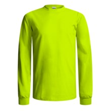Gildan Crew Shirt - Long Sleeve (For Men and Women) in Florescent Yellow - 2nds