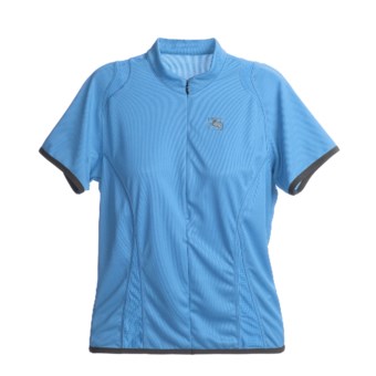 Giordana Cycling Jersey - Zip Neck, Short Sleeve (For Women) in Light Blue