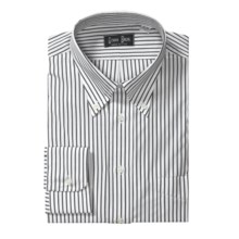 Gitman Brothers Bar Stripe Dress Shirt - Long Sleeve (For Tall Men) in Black/White - Closeouts