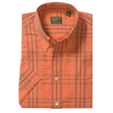 Gitman Brothers Button Down Sport Shirt - Short Sleeve (For Men) in Orange Plaid - Closeouts