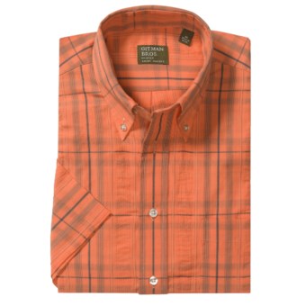 Gitman Brothers Button Down Sport Shirt - Short Sleeve (For Men) in Orange Plaid