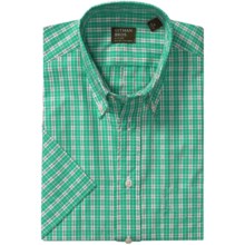 Gitman Brothers Cotton Sport Shirt - Short Sleeve (For Men) in Green/White/Grey Check - Closeouts
