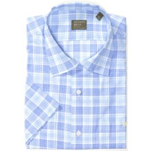 Gitman Brothers Cotton Sport Shirt - Short Sleeve (For Men) in Light Blu/White Checked Plaid - Closeouts
