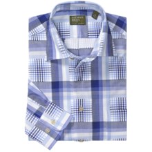 Gitman Brothers Cotton Sport Shirt - Spread Collar, Long Sleeve (For Men) in 40 Blues/White/Black Check - Closeouts