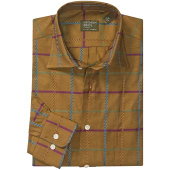 Gitman Brothers Cotton Sport Shirt - Spread Collar, Long Sleeve (For Men) in Gold/Light Blue/Light Green/Pink/Orange Plaid