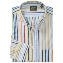Gitman Brothers Plaids and Stripes Sport Shirt - Long Sleeve (For Men) in White/Tans/Multi Stripe - Closeouts