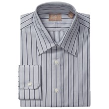 Gitman Brothers Point Collar Dress Shirt - Long Sleeve (For Men) in Light Grey/Charcoal Stripe - Closeouts