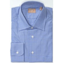 Gitman Brothers Point Collar Dress Shirt - Long Sleeve (For Men) in White/Medium Blue Plaid - Closeouts