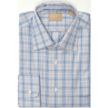 Gitman Brothers Point Collar Dress Shirt - Long Sleeve (For Men) in White/Tan/Blue Windowpane - Closeouts
