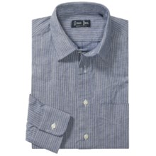 Gitman Brothers Point Collar Sport Shirt - Long Sleeve (For Men) in Blue/Natural Thin Stripe - Closeouts