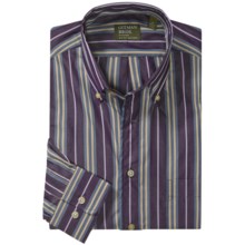 Gitman Brothers Sport Shirt - Long Sleeve (For Men) in Dark Purple/Slate Blue/Tan/Lilac Stripe - Closeouts