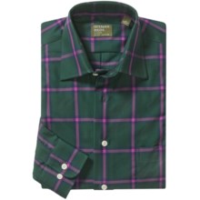 Gitman Brothers Spread Collar Sport Shirt - Long Sleeve (For Men) in Forest/Purple Windowpane - Closeouts